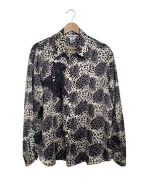 Paolo Santini 100% Silk Leopard Panther Print Blouse - Size 16 - Vintage Luxe